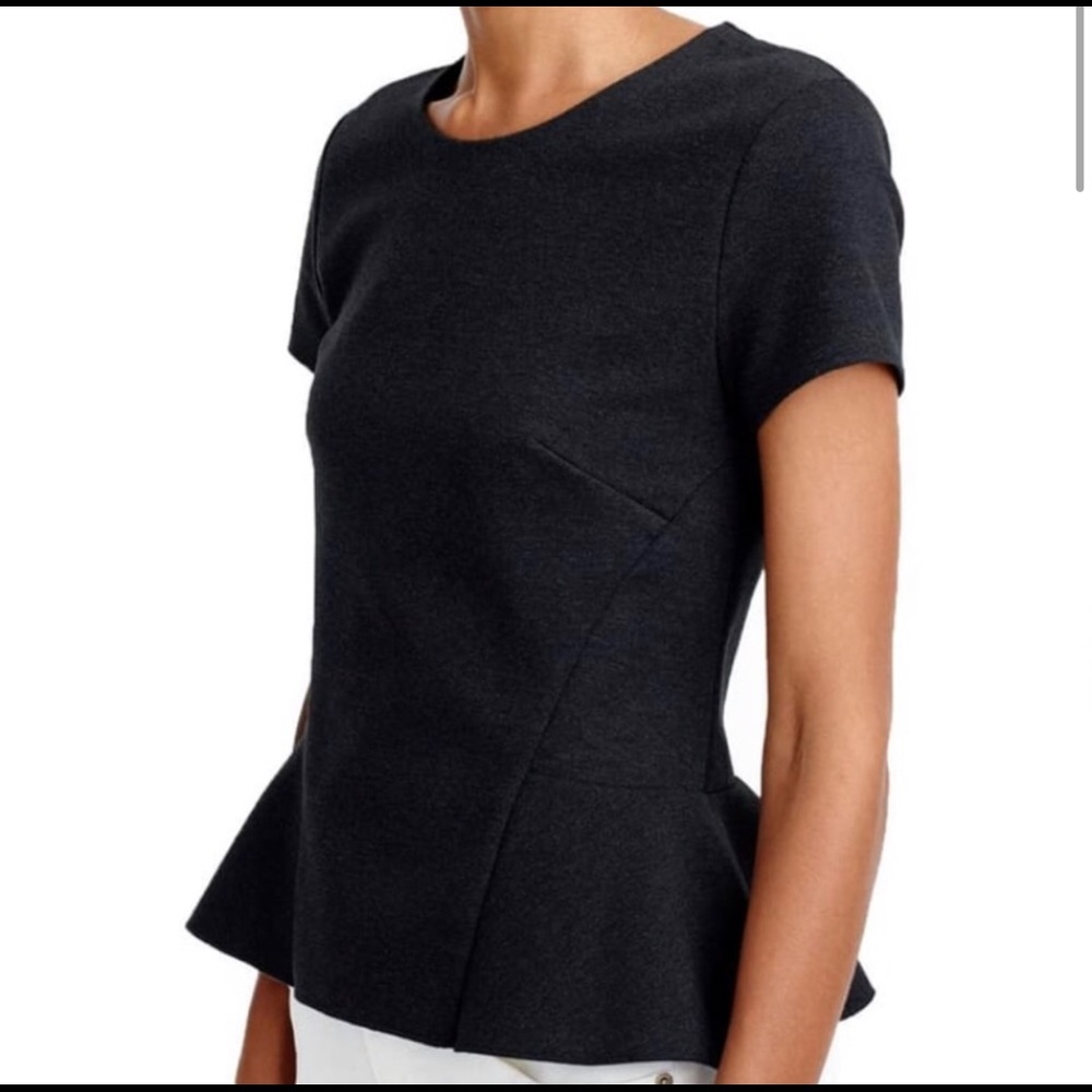 J Crew Ponte Peplum Top Charcoal Small